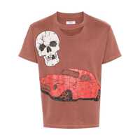 Tricouri Erl Unisex Ripped Collar Skull Red Car Tshirt Knit Clothing Barbati