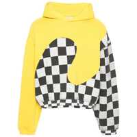 Bluze de trening Erl Men Yellow Checker Swirl Hoodie Knit Clothing Barbati