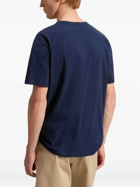 Tricouri Woolrich Flamed Cotton T-Shirt BLUE Barbati (BM 17422177) 4