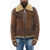 DSQUARED2 Craquelé Leeather Shearling Jacket Brown