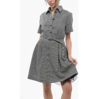 Imbracaminte Dior Dama - Rochii scurte Dior District Check Wool Flared Shirt Dress With Lace Detail Black & White Femei (BM 17422318) - B-mall.ro