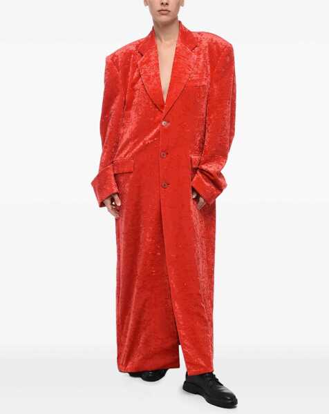 Paltoane Vetements Garderobe Single Breasted Velvet Coat Red Fete (BM 17422324) 2
