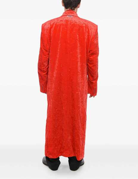 Paltoane Vetements Garderobe Single Breasted Velvet Coat Red Fete (BM 17422324) 3
