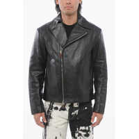 Geci biker Brushed Leather Quilted Biker Jacket Barbati