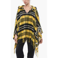 Paltoane Plaid Check Alpaca Blend Poncho With Hood Femei