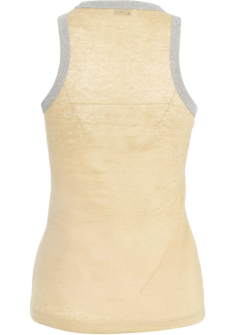 Tricouri Otto d ame Linen tank top Beige Femei (BM 17422408) 3