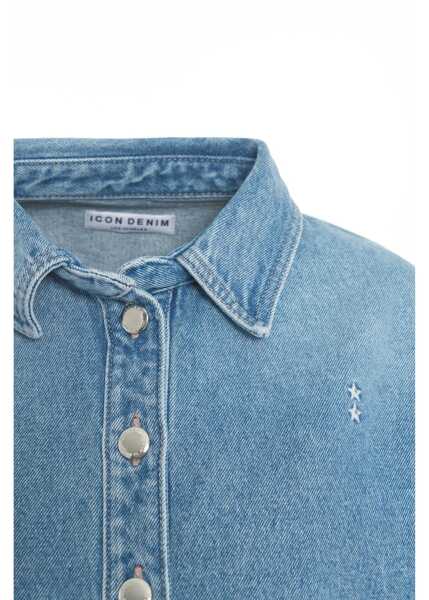 Camasi de blugi Icon Denim Cropped denim shirt Amber Blue Femei (BM 17422438) 5
