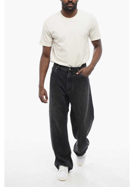 Blugi drepti Dolce & Gabbana Over 5-Pocketed Denims With Perforated Logo 26Cm Black Barbati (BM 17422531) 3