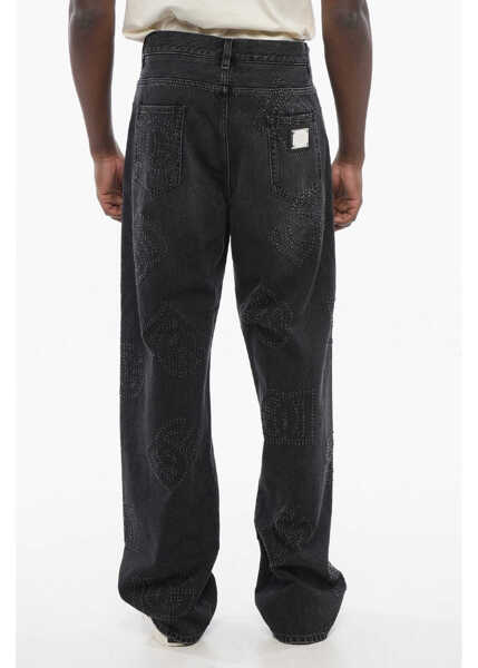Blugi drepti Dolce & Gabbana Over 5-Pocketed Denims With Perforated Logo 26Cm Black Barbati (BM 17422531) 4