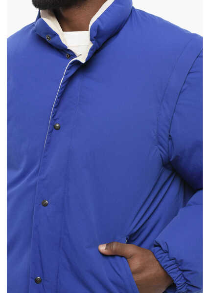 Geci de iarna Gucci Nylon Down Jacket With Embroidered Logo And Removable Sleeve Blue Barbati (BM 17422546) 3