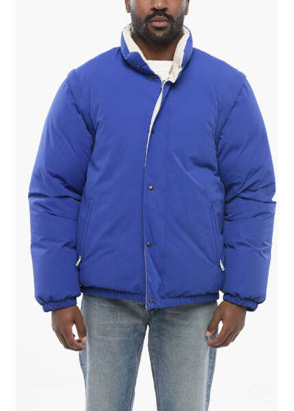 Geci de iarna Gucci Nylon Down Jacket With Embroidered Logo And Removable Sleeve Blue Barbati (BM 17422546) 1