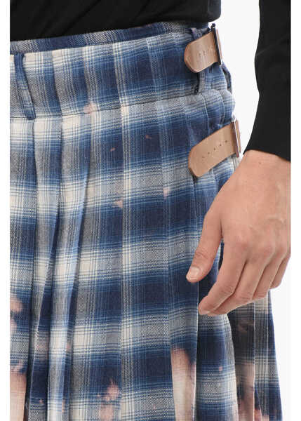 Pantaloni scurti 1989 STUDIO Cotton Flannel Pleated Skirt With Tartan Motif Blue Barbati (BM 17422567) 2