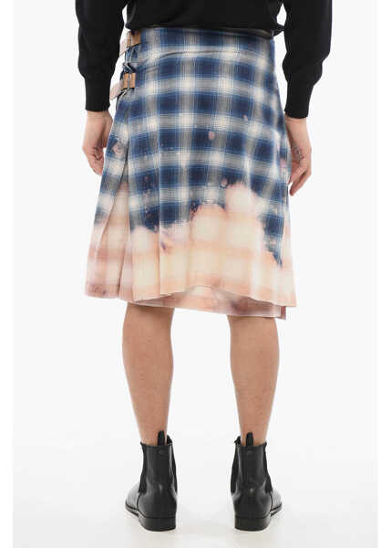 Pantaloni scurti 1989 STUDIO Cotton Flannel Pleated Skirt With Tartan Motif Blue Barbati (BM 17422567) 4