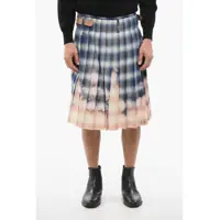 Pantaloni scurti Cotton Flannel Pleated Skirt With Tartan Motif Barbati