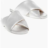 Sandale fara toc Criss-Cross Leather Slides Femei