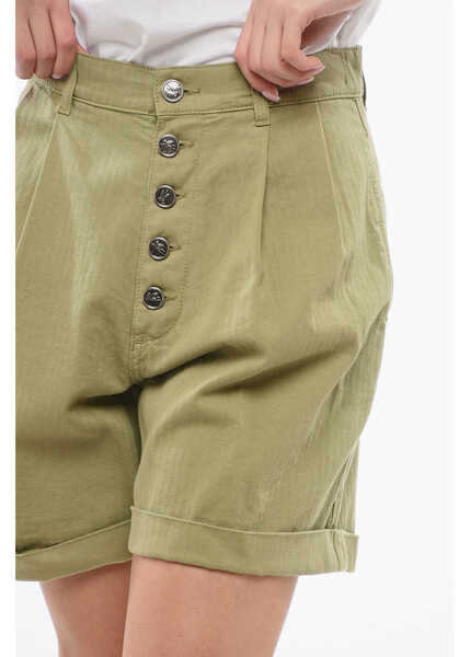Pantaloni scurti ETRO Pleated High-Waisted Shorts Green Femei (BM 17422594) 3