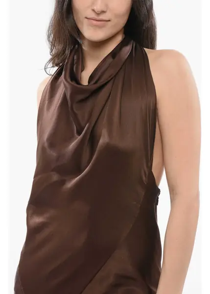 Rochii scurte Loewe Satin Scarfed Dress Brown Femei (BM 17422927) 3