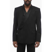 Sacouri Dolce & Gabbana Sicilia Double-Breasted Blazer With Silk Satin Shawl Lapel