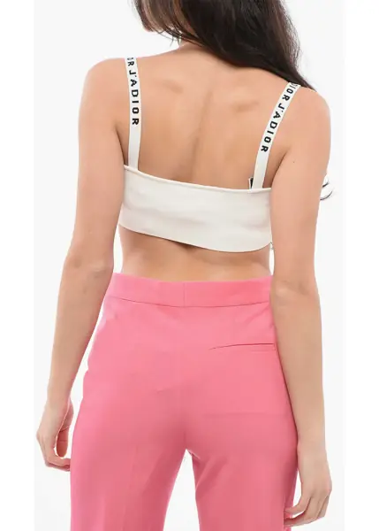 Sutiene Dior Solid Color Bra Top With Logoed Straps White Femei (BM 17422936) 2
