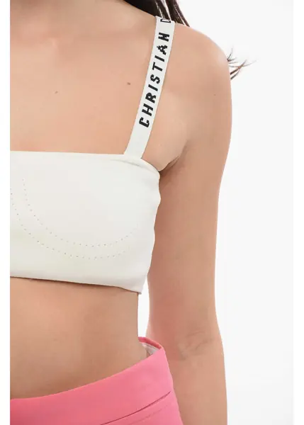 Sutiene Dior Solid Color Bra Top With Logoed Straps White Femei (BM 17422936) 3