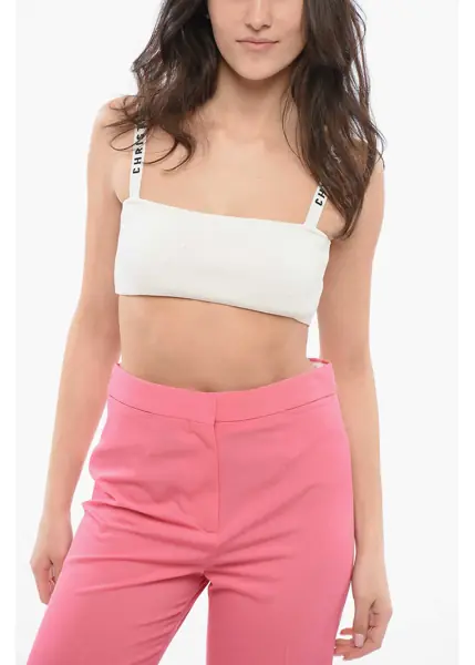 Sutiene Dior Solid Color Bra Top With Logoed Straps White Femei (BM 17422936) 1