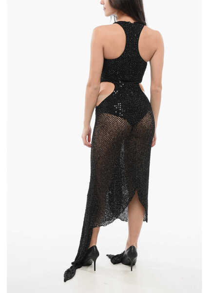 Rochii lungi THE ATTICO Beaded Maxidress With Cut-Outs Black Femei (BM 17422957) 2