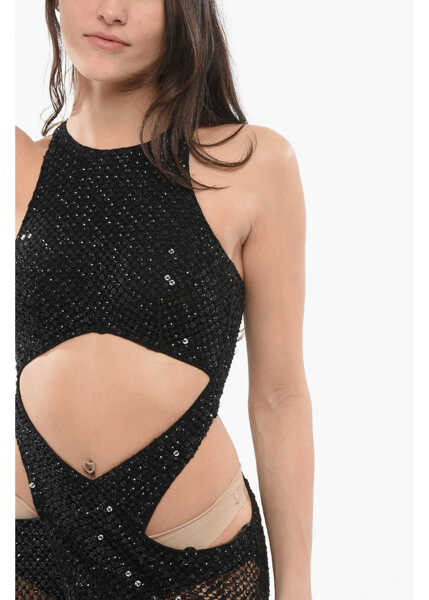 Rochii lungi THE ATTICO Beaded Maxidress With Cut-Outs Black Femei (BM 17422957) 3