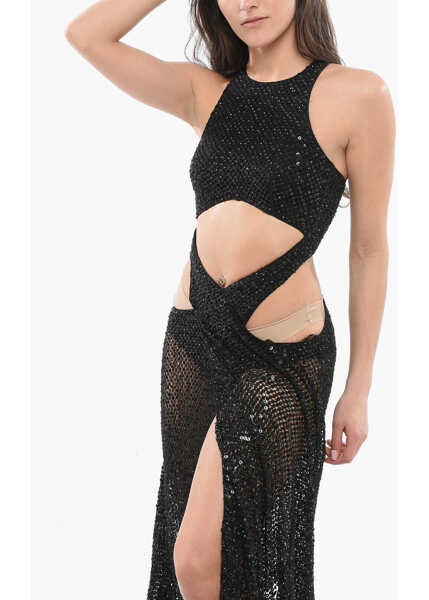 Rochii lungi THE ATTICO Beaded Maxidress With Cut-Outs Black Femei (BM 17422957) 4