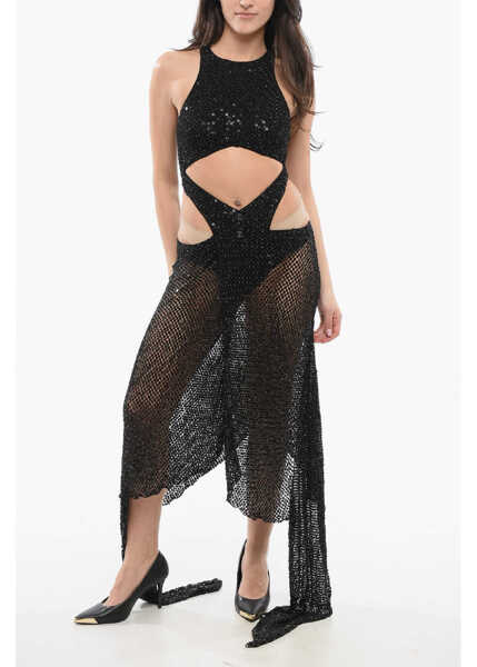 Rochii lungi THE ATTICO Beaded Maxidress With Cut-Outs Black Femei (BM 17422957) 1