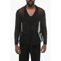 Cravate Saint Laurent Silk Tuxedo Shirt With Tie Neck Detail