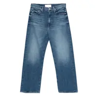 Blugi Mother High-Waisted Cropped Jeans In Blue Denim Femei
