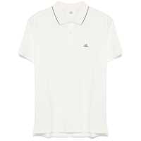 Tricouri Polo White Polo Shirt With Classic Collar With Contrsting Detail And Logo On The Front In Cotton Blend Man Barbati