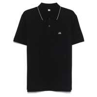 Tricouri Polo C.P. Company Blue Polo Shirt With Classic Collar With Contrsting Detail And Logo Patch On The Front In Cotton Blend Man