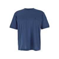 Tricouri Blue Crewneck T-Shirt With Logo Embroidery On The Front In Cotton Man Barbati
