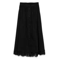 Fuste Twinset Cotton Midi Skirt In Black With Buttons Fastening Femei