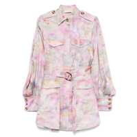 Rochii Zimmermann Short Printed Jacket Dress With Belted Waist Femei