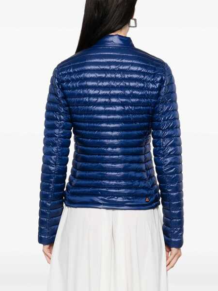 Geci de iarna Save the Duck Twinkle Blue Down Jacket With High Neck And Logo Patch On The Sleeve In Tech Fabric Woman BLUE Femei (BM 17427153) 4