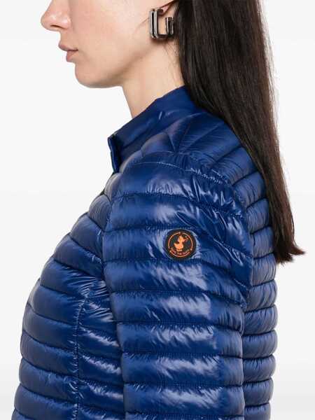 Geci de iarna Save the Duck Twinkle Blue Down Jacket With High Neck And Logo Patch On The Sleeve In Tech Fabric Woman BLUE Femei (BM 17427153) 5
