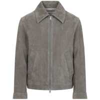 Geci Grey Jacket With Classic Collar And Front Zip Closure In Suede Man Barbati