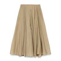 Fuste Semicouture Cotton Midi Skirt In Beige With Elasticated Waistband Femei