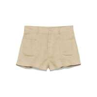 Pantaloni casual Semicouture Linen Shorts In Beige Femei