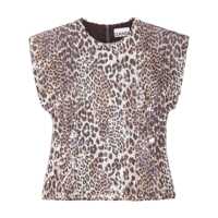 Bluze Ganni Blouse With Animalier Printed And Rhinestones Femei