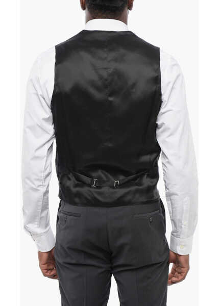 Veste costum CORNELIANI Cc Collection Satin Reset Vest With Flush Pockets Black Barbati (BM 17431660) 2