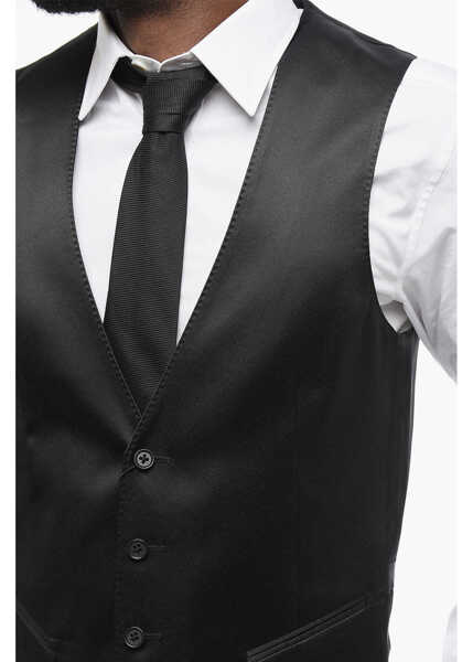 Veste costum CORNELIANI Cc Collection Satin Reset Vest With Flush Pockets Black Barbati (BM 17431660) 3