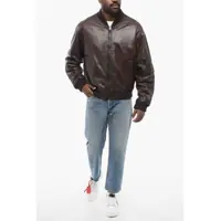 Geci Dolce & Gabbana pentru Barbati - Bomber jacket Dolce & Gabbana Lambskin Zip-Up Bomber Jacket Brown Barbati (BM 17431699) - B-mall.ro