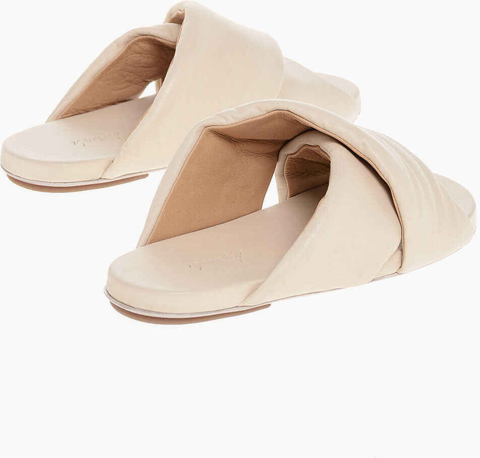 Sandale fara toc MARSLL Criss-Cross Leather Slides Beige Femei (BM 17431735) 2