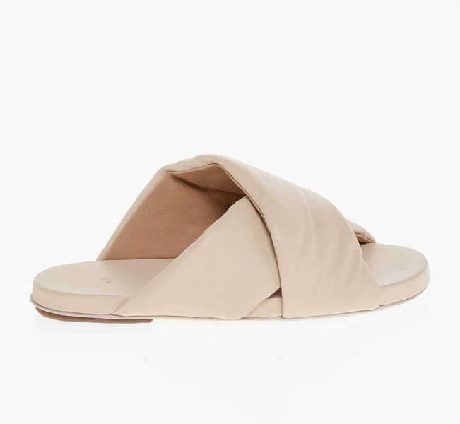 Sandale fara toc MARSLL Criss-Cross Leather Slides Beige Femei (BM 17431735) 3