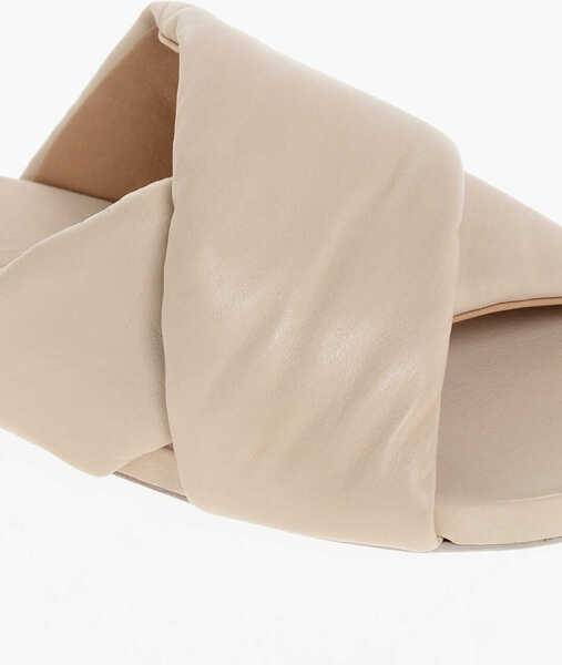 Sandale fara toc MARSLL Criss-Cross Leather Slides Beige Femei (BM 17431735) 4