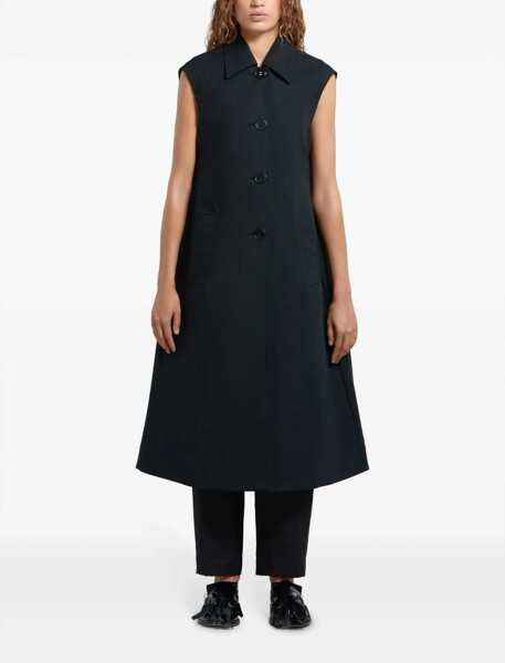 Veste casual Marni Wide Midi Vest With Shirt Collar Black Femei (BM 17431750) 2