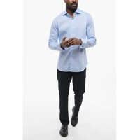 Butoni Alessandro Gherardi pentru Barbati - Butoni Alessandro Gherardi Poplin Cotton Shirt With Knot Shaped Cufflinks Blue Barbati (BM 17431861) - B-mall.ro